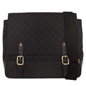 Gucci Black Canvas GG Messenger Shoulder Bag